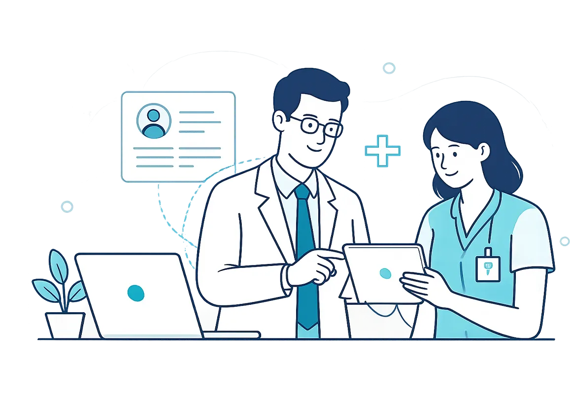 Clinicians reviewing a patient chart together